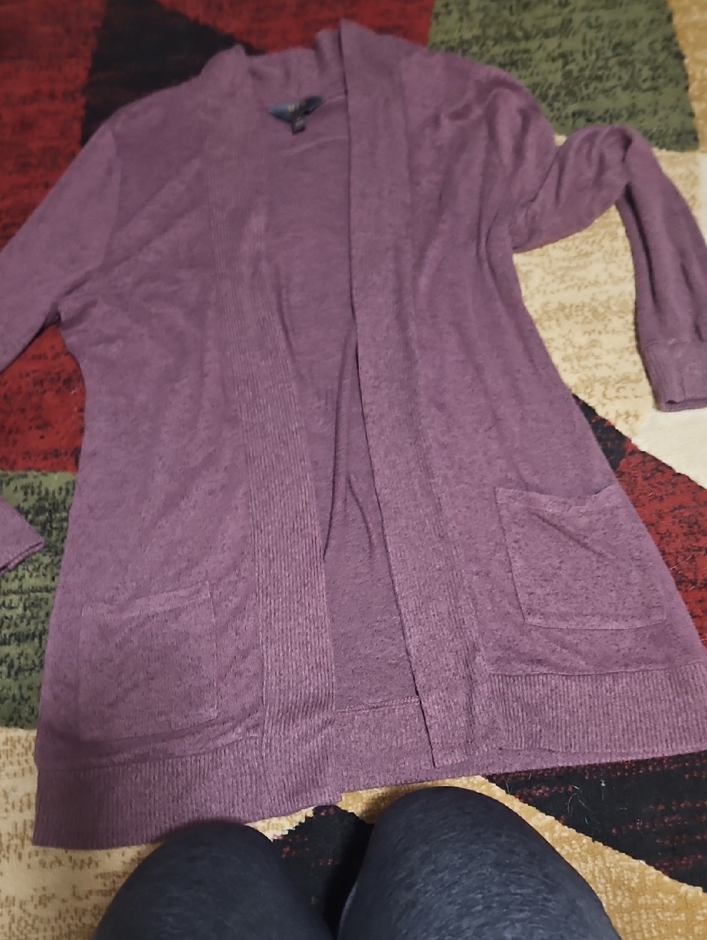 Purple Open-Front Women's Cardigan Sweater